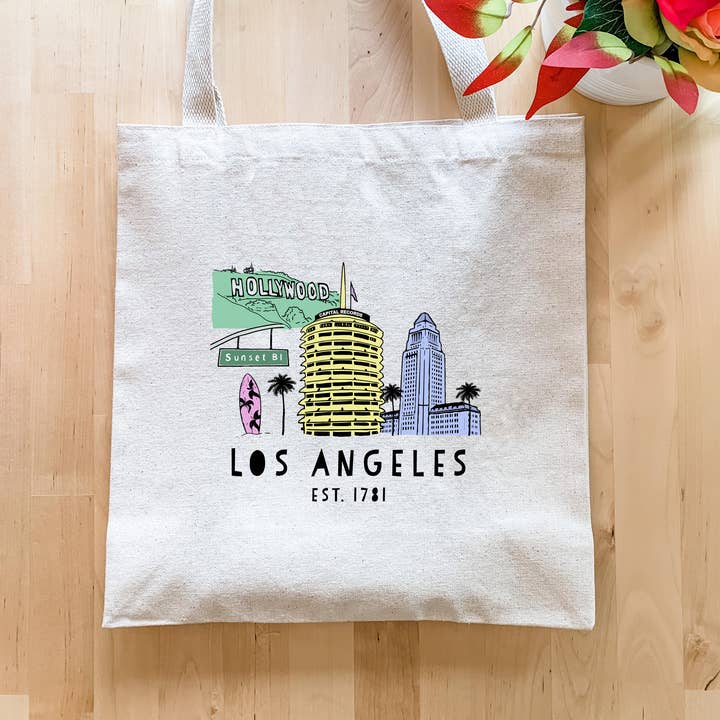 Moonlight Makers - Vendita all'ingrosso Borsa tote - Unisex - Los Angeles, CA Skyline - Borse a tracolla colorate - LA, LAX2