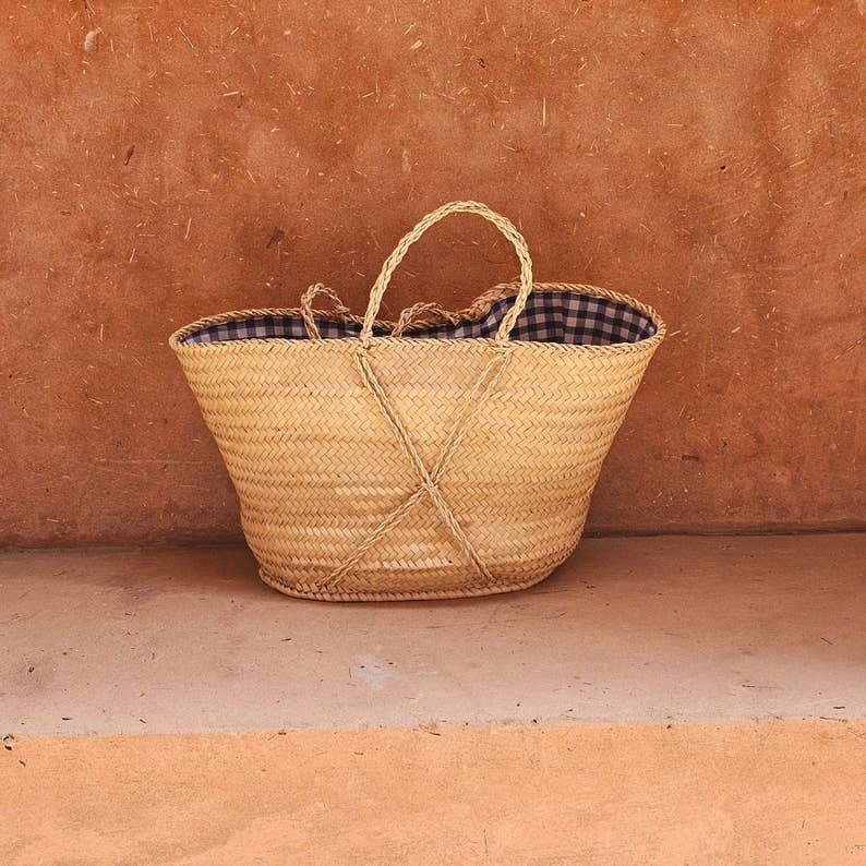 HandmadeBestSeller – wholesale Basket – Natural Palm Leaf Basket with Fabric Lining1