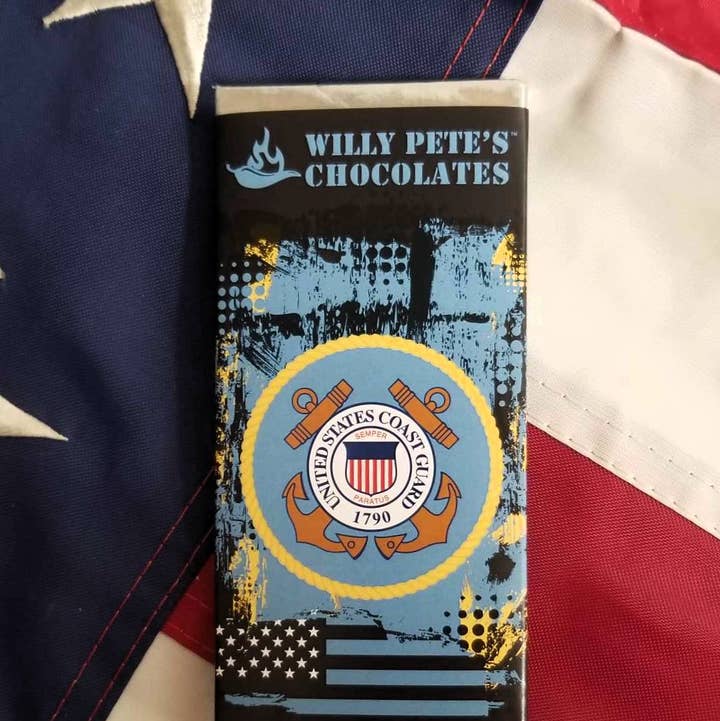 Military Bar: U.S. Coast Guard Chocolate Bar for wholesale by Willy Petes Chocolate Co