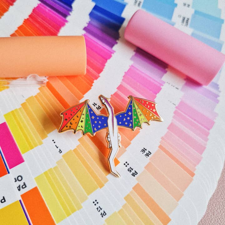 Rainbow Dragon Enamel Pin for wholesale by Swiftterly