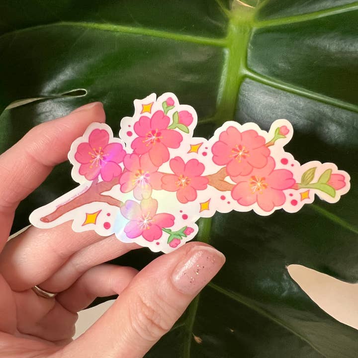 Cherry Blossom Branch Sticker - Light-weight / Indoor: 🌿📖 for wholesale by Granola Girl Outfitters