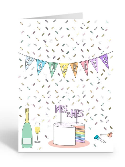 MRS & MRS WEDDING CAKE Greeting Card for wholesale by Two Brides Presents