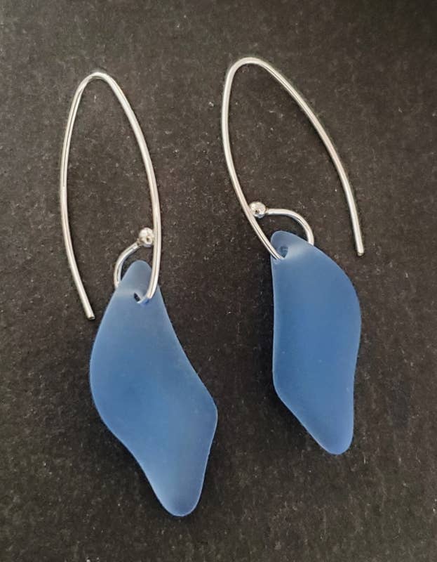 Sosie Designs - Wholesale Dangle Earrings - Eco Sea Glass Marquis Splash Earrings - Sapphire Blue2
