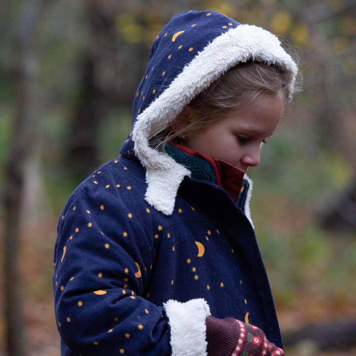 Dark Night Organic Sherpa Toasty Coat for wholesale by Little Green Radicals