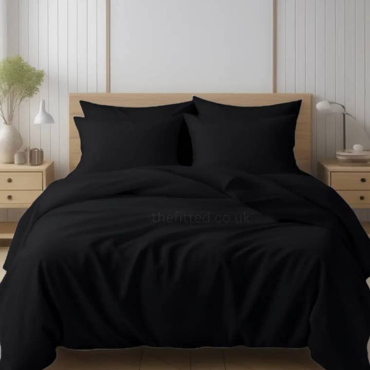 The Fitted Sheets – wholesale Bedding set – Black Mfiber Plain Duvet Cover Set with Matching Pillowcase4