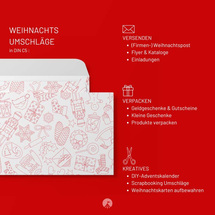 My Pretty Circus - Wholesale Envelopes - Envelopes "Christmas Doodles" - Set of 8 in DIN C51