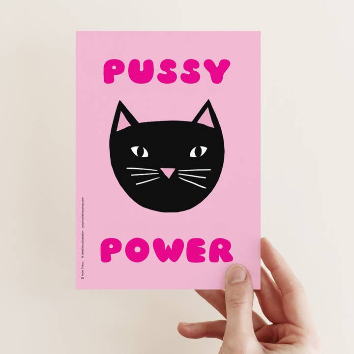 PUSSY POWER POSTCARD for wholesale by Fotini Tikkou Illustration