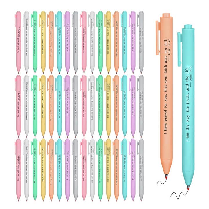 Harper & Barlow - Wholesale Pen - Super cute pastel Christian gel ink pens pack of 24