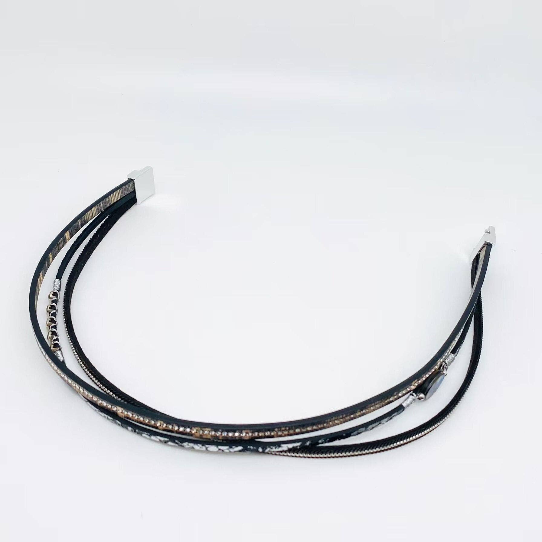 Mio Queena - Wholesale Tennis Bracelet - Abalone Shell Rhinestone Leather Bracelet - BJ/LB3