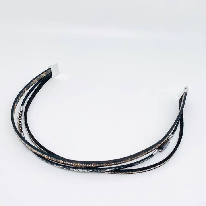 Mio Queena - Wholesale Tennis Bracelet - Abalone Shell Rhinestone Leather Bracelet - BJ/LB3