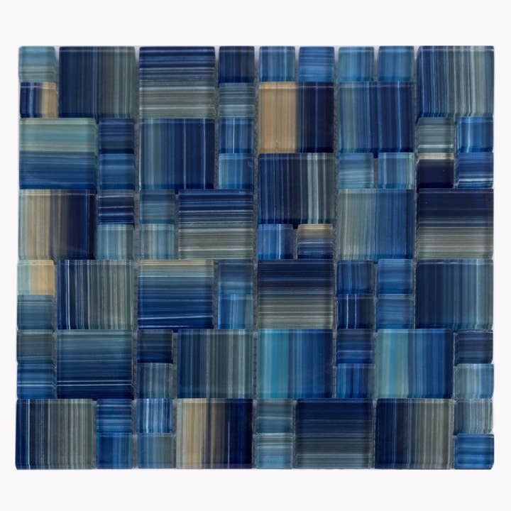WS Tiles - Wholesale Wall Tile - Swimming Pool Series Random Size Glass Mosaic Tile - 5 Square Feet Per Carton - Coral Blue