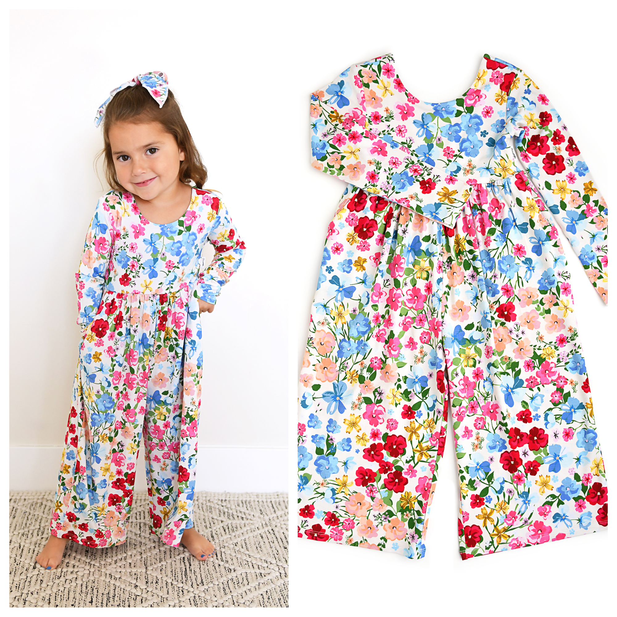 Gigi and Max - Wholesale Jumpsuit - Baby - Kaylee WIDE LEG ROMPER Bamboo Floral Kids Clothing Outfit7