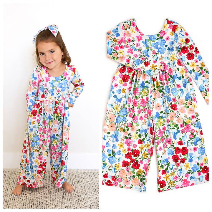 Gigi and Max - Wholesale Jumpsuit - Baby - Kaylee WIDE LEG ROMPER Bamboo Floral Kids Clothing Outfit7