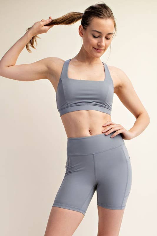 Sunday Morning - Wholesale Athletic Shorts - Women's - P406237-Butter Soft 6 Inch Biker Short with Pockets8