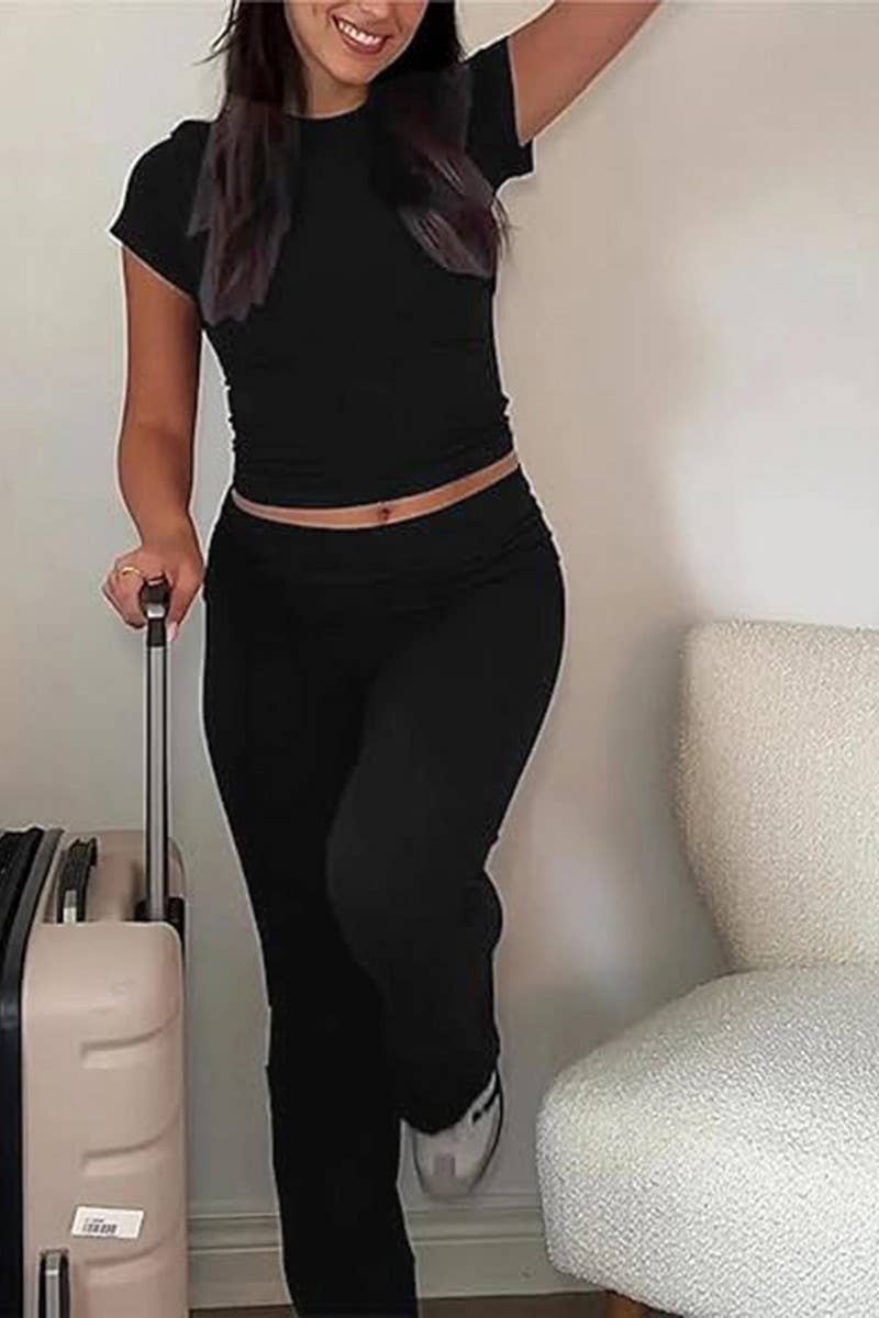 NINEXIS - Wholesale Top & Pant Set (NOT Loungewear) - Women's - CWSTB0449_Round Neck Short Sleeve and Pants set29