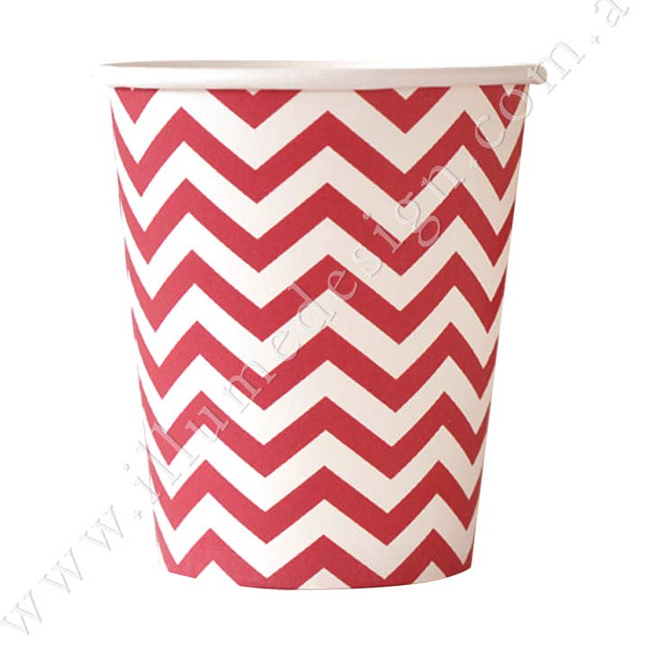 Illume Partyware - Wholesale Disposable cup - Chevron Red Cup - Pack of 120
