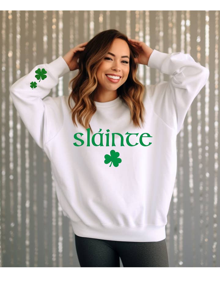 One Nine - Wholesale Grafisch sweatshirt - Dames - Sweatshirt van Slainte, trui voor St. Patrick's Day, Shamrock-shirt1