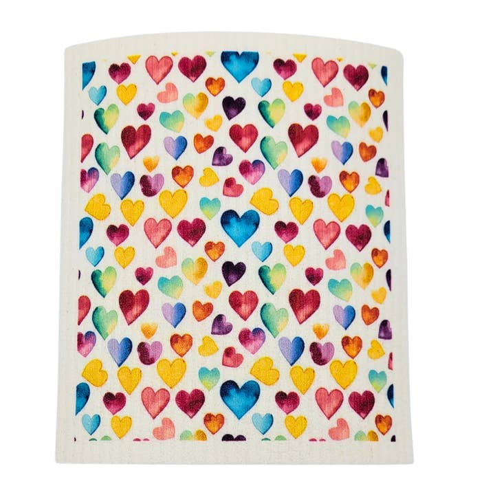 Watercolor Hearts Valentines Day Swedish Dishcloths for wholesale by Home Accents By Driftless
