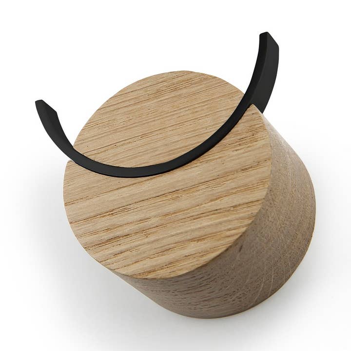 NAMUOS - Vendita all'ingrosso Gancio da parete - Gancio da parete in legno DEER - Rovere e acciaio nero, 2 misure6