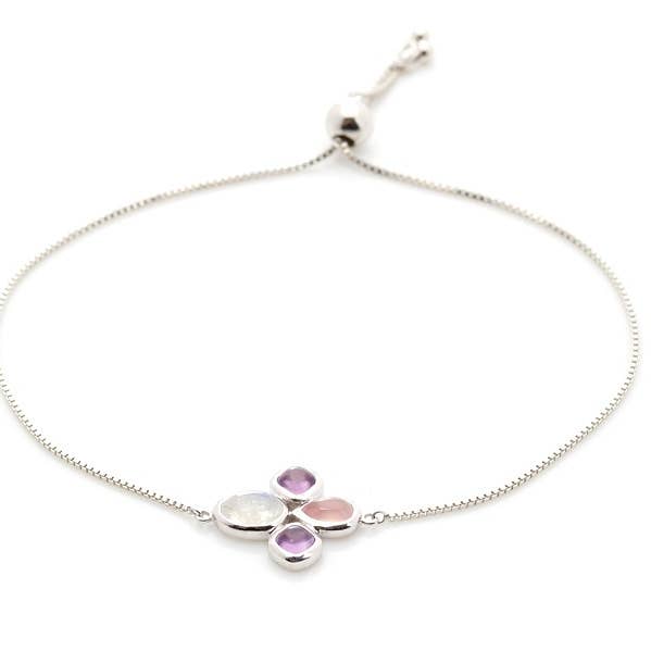 Multicolored multistone bracelet, silver 925, max 25 cm for wholesale by OPALOOK France