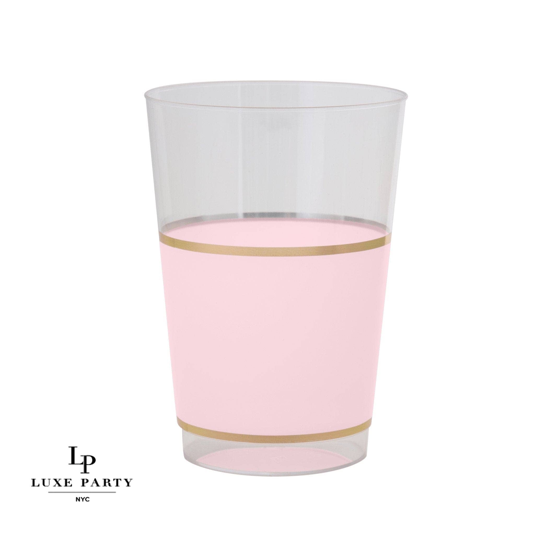 Luxe Party - Wholesale Disposable cup - 12 Oz Round Blush • Gold Plastic Cups | 10 Cups