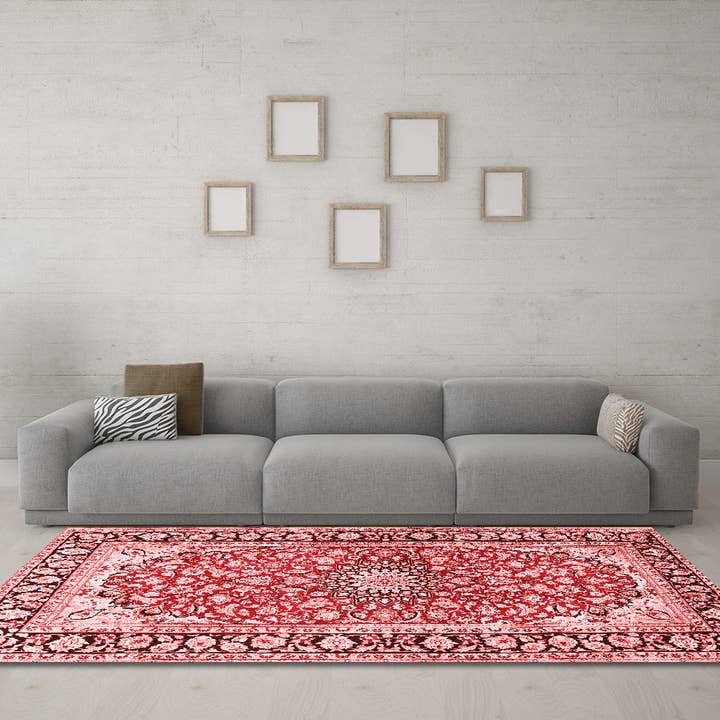 Machine Washable Medallion Red Traditional Area Rugs for wholesale by Ahgly