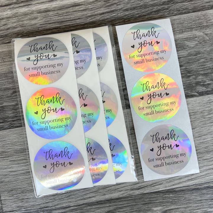 Hazel Hill ~MaeBella~ - Wholesale Sticker - Thank You Stickers 1.5 inch Holographic