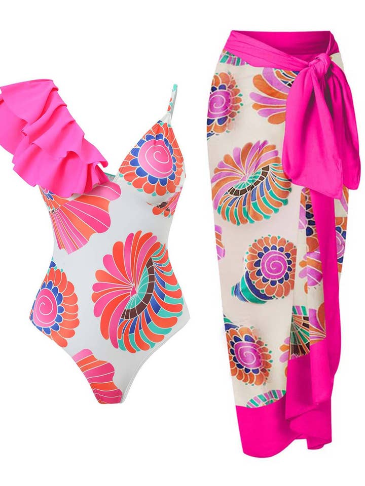 Maillot de bain une pièce 2 pièces à imprimé mixte avec couverture pour la vente par Sweetkama