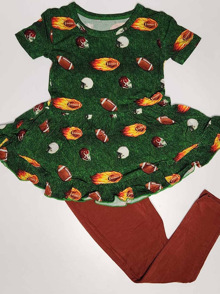 Friday Night Lights 2 piece Peplum and Legging Set for wholesale by Dragonfly Dreams Bamboo