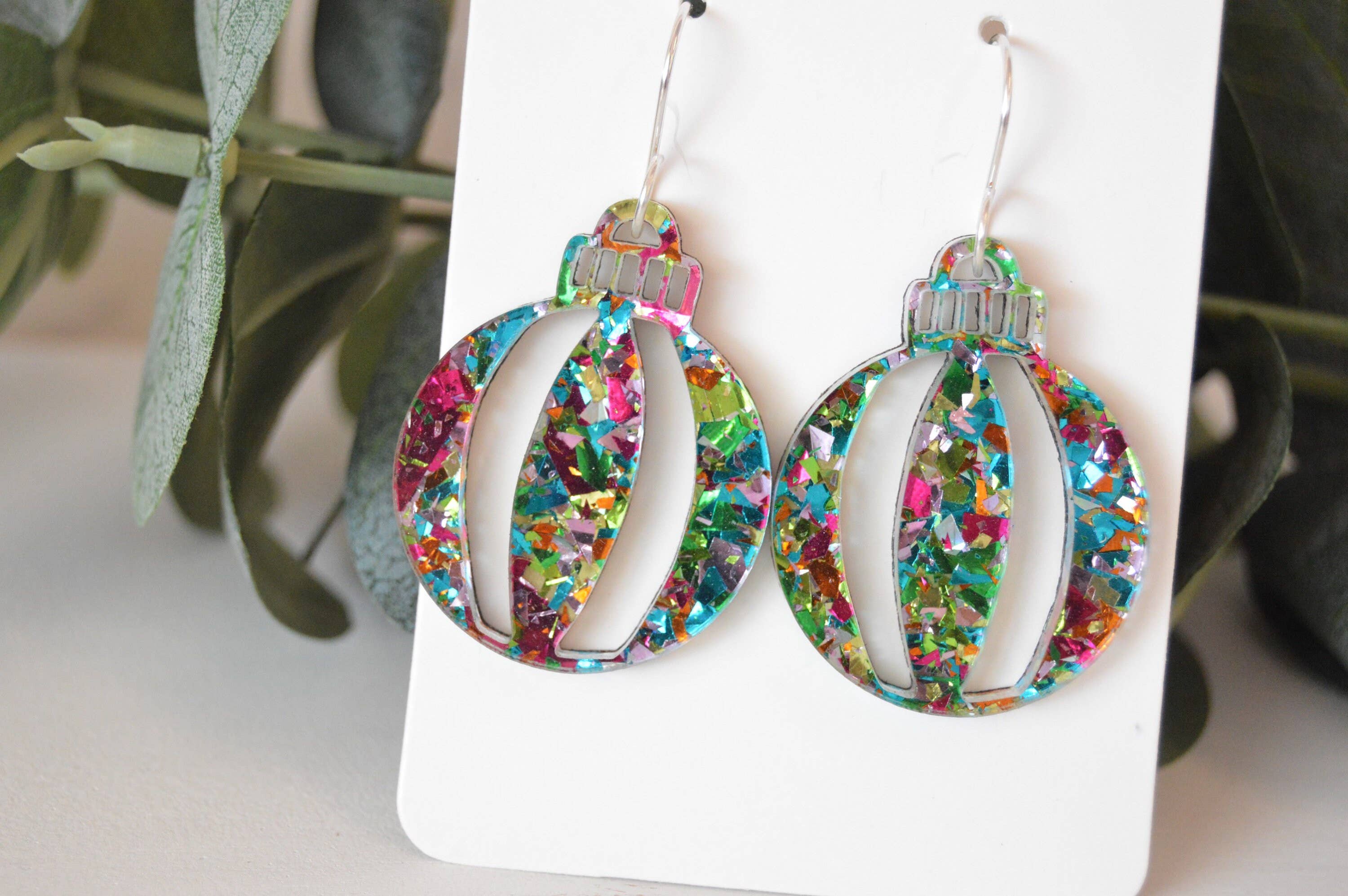 The Adorned Fox - Wholesale Dangle Earrings - Bauble Confetti Earrings, Christmas Ornament Earrings, Christmas Earrings, Dangle Earrings, Acrylic Earrings, Holiday Earrings, Ornament2