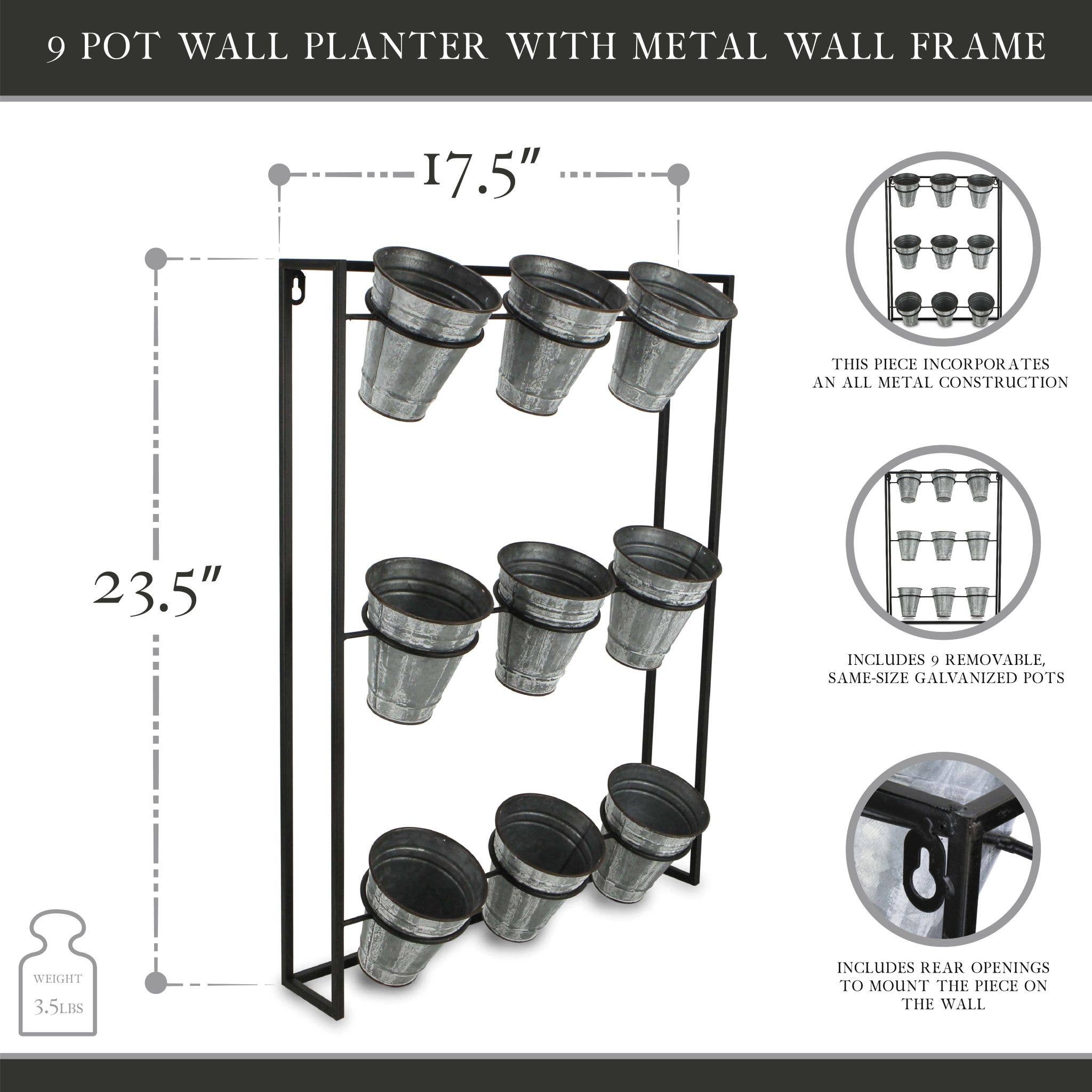 Cheungs Home Decor - Wholesale Wall Planter - Ione 9 Pot Wall Planter with Metal Wall Frame2