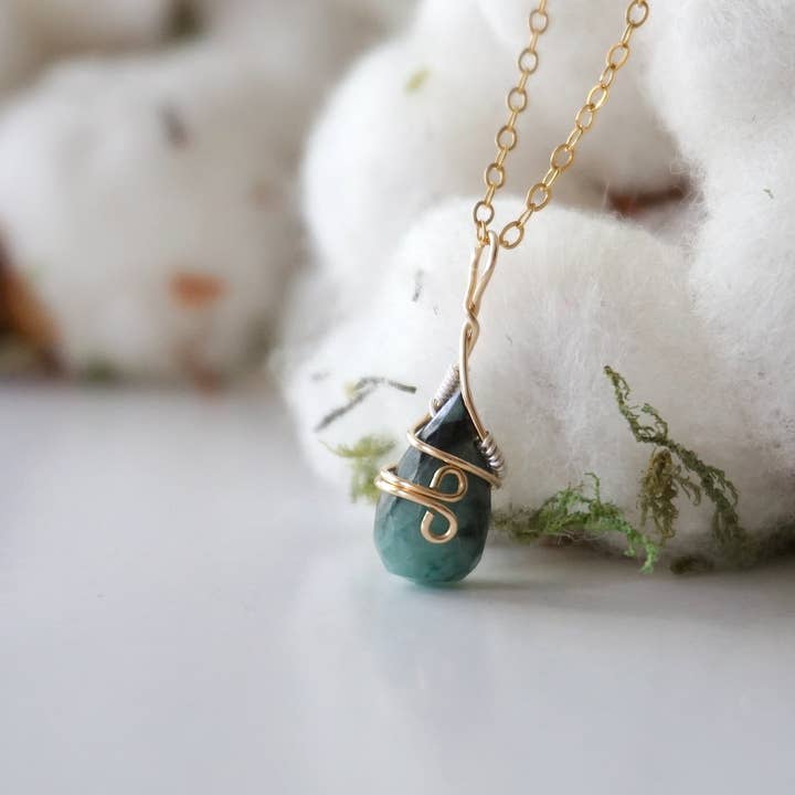 Authentic Crystal Raw Emerald Necklace, Mother's Day Gift for wholesale by Raw Stone Elegance