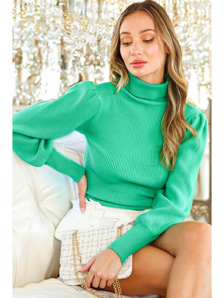 Vine & Love - Wholesale Knit Sweater - Women's - Extra Fine Merino Ribbed Turtle Neck Knitted Sweater VT70161