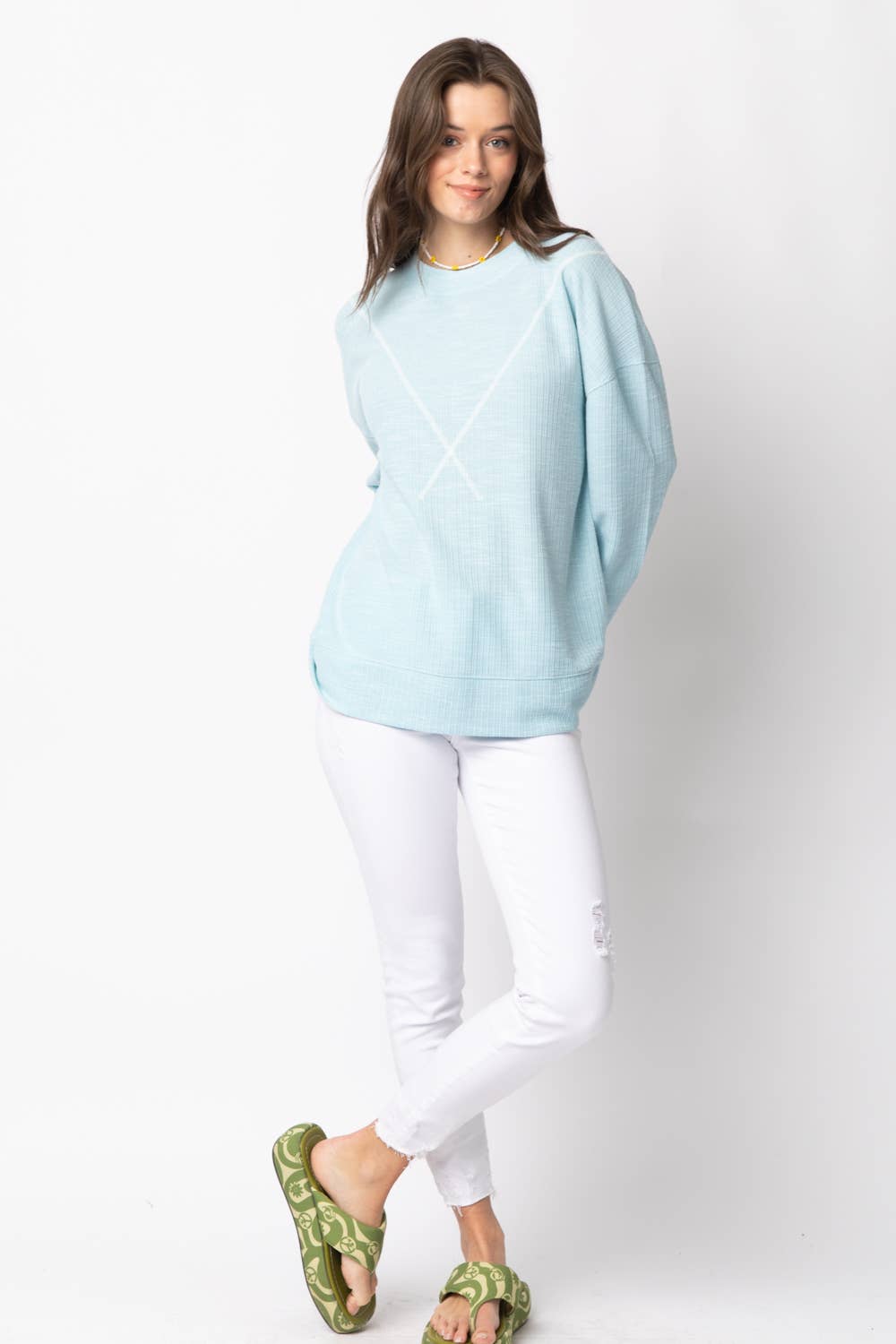 VERY J - Vente Haut en maille – femme - NT10897 Top en tricot côtelé au point en V11