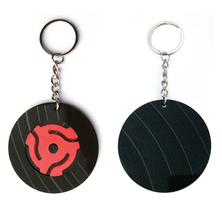 Vinylux - Wholesale Keychain - Unisex - Vinyl Record Keychains w/ 45RPM Adapter (Varied Colors)