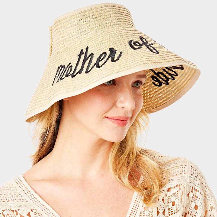 Sensibling Corp. - Wholesale Straw Hat - Women's - mother of the bride Message Roll Up Foldable Visor Sun Hat2