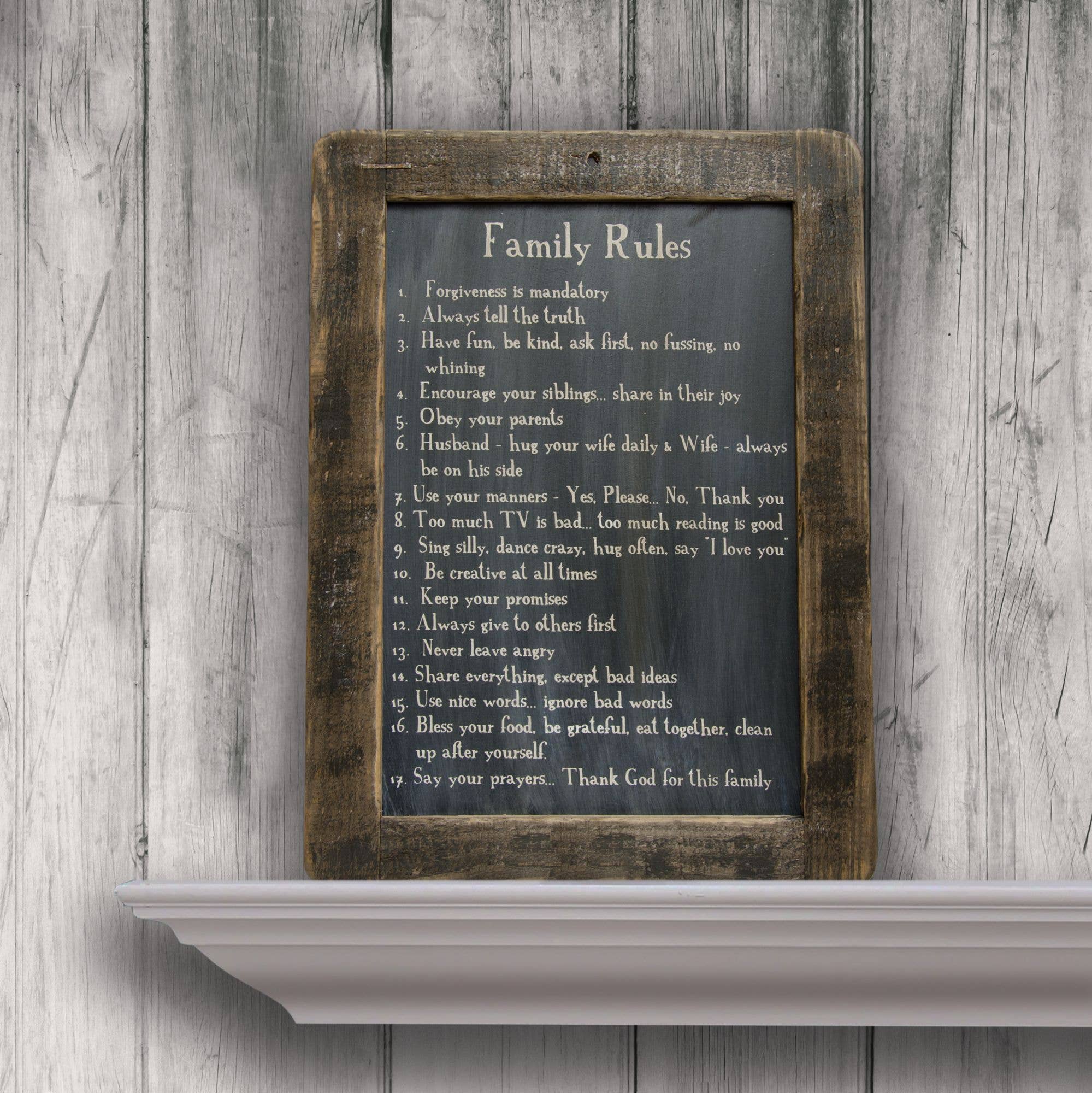 The Hearthside Collection - Vente Pancarte - Règles familiales | Blackboard1