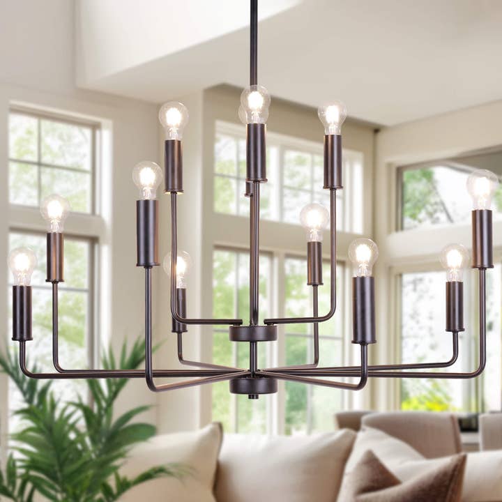 Zyrelon 12-Light Black Chandelier for wholesale by Belles Lighting