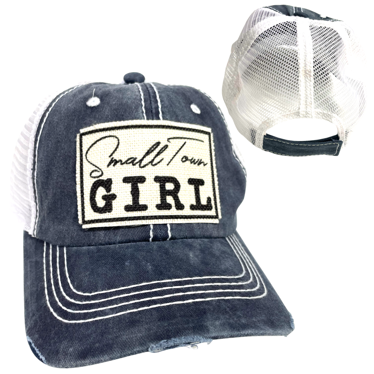 dkhandmade - Vente Casquette de camionneur – femme - CASQUETTE DE BASEBALL PETITE VILLE FILLE | CHAPEAU POUR FEMME | EFFET VIEILLI2