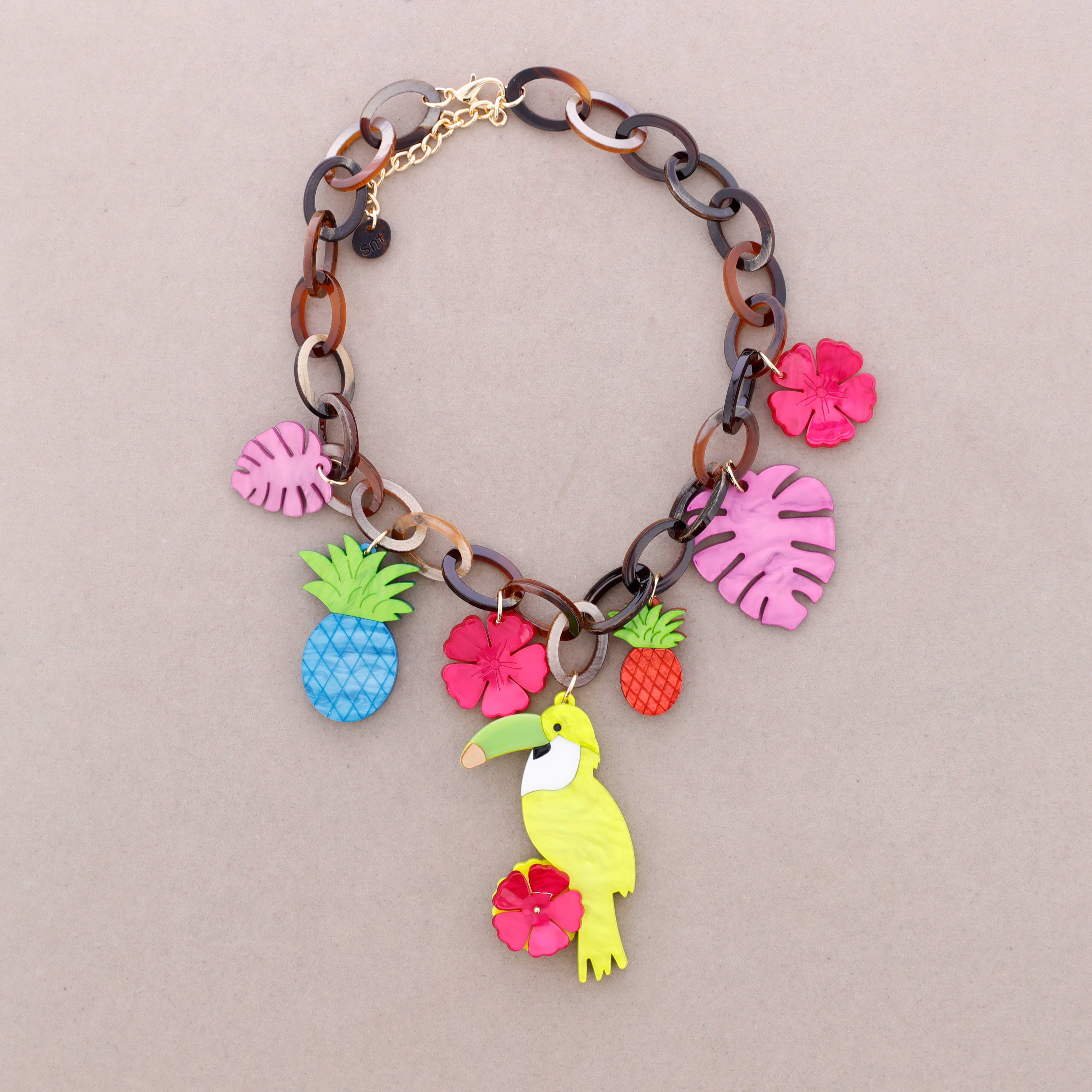 Sonata – Engroshandel Halskæde med vedhæng – Tropical Party Harpiks Hanging Link Choker3