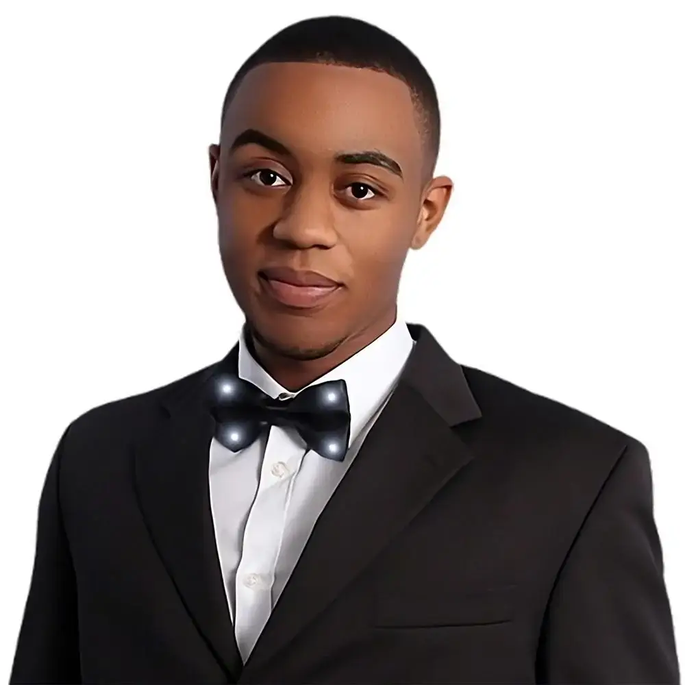 Blinkee.com, LLC – wholesale Bow Tie - Men’s – Black Bow Tie with White LED Lights1