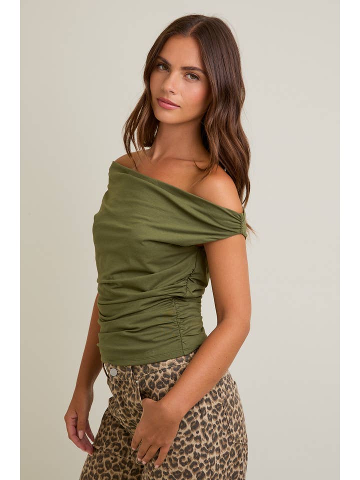 LE LIS - Wholesale Blouse - Women's - OFF THE SHOULDER TOP WITH RUCHING29