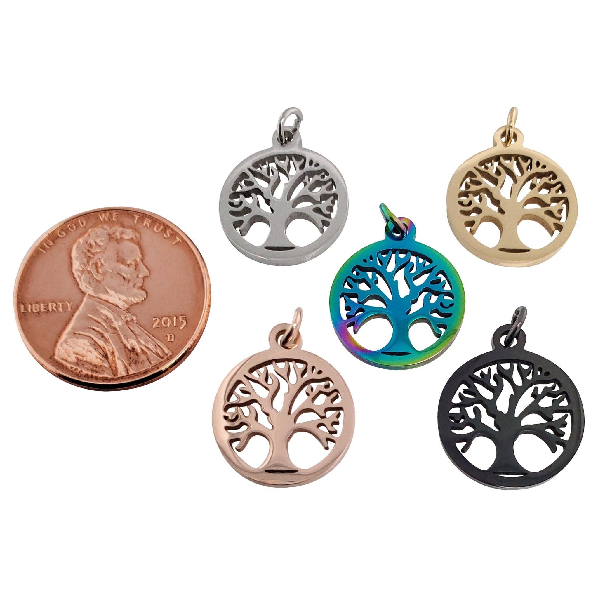 WJW - Wholesale Individual Charm/Pendant - 18K PVD Coated Stainless Steel Tree of Life Charm10