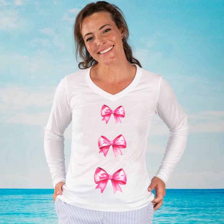"Preppy Bows" UPF 50 Performance Ultra Comfort Shirt for wholesale by Caloosa WaterWear