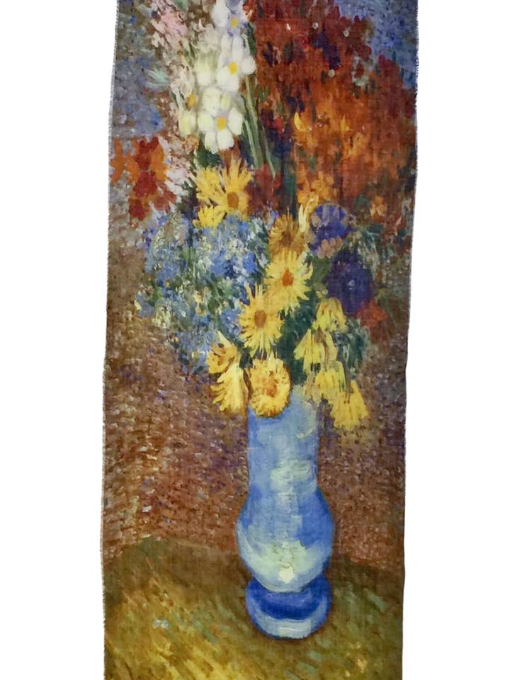 Wollschal Otra Cosa - Gelbe Blumen in blauer Vase - 4348 für den Großhandel von OTRACOSA