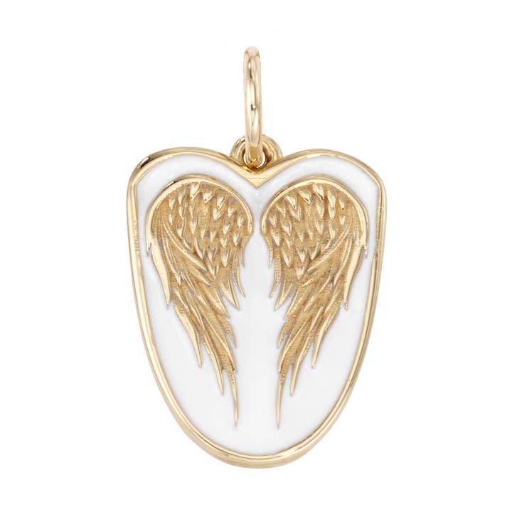 Angel Wing Enamel Shield Charm for wholesale by Florin Arte Jewelry