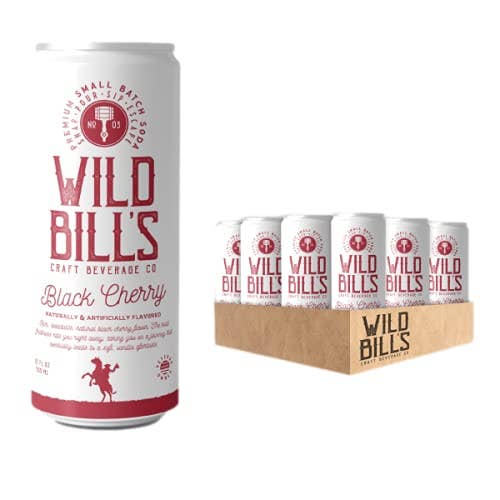 Wild Bill’s Craft Beverage Co. - Wholesale Soda/Carbonated Drink - Black Cherry - Premium Cane Sugar Soda, 12-Pack, Cans