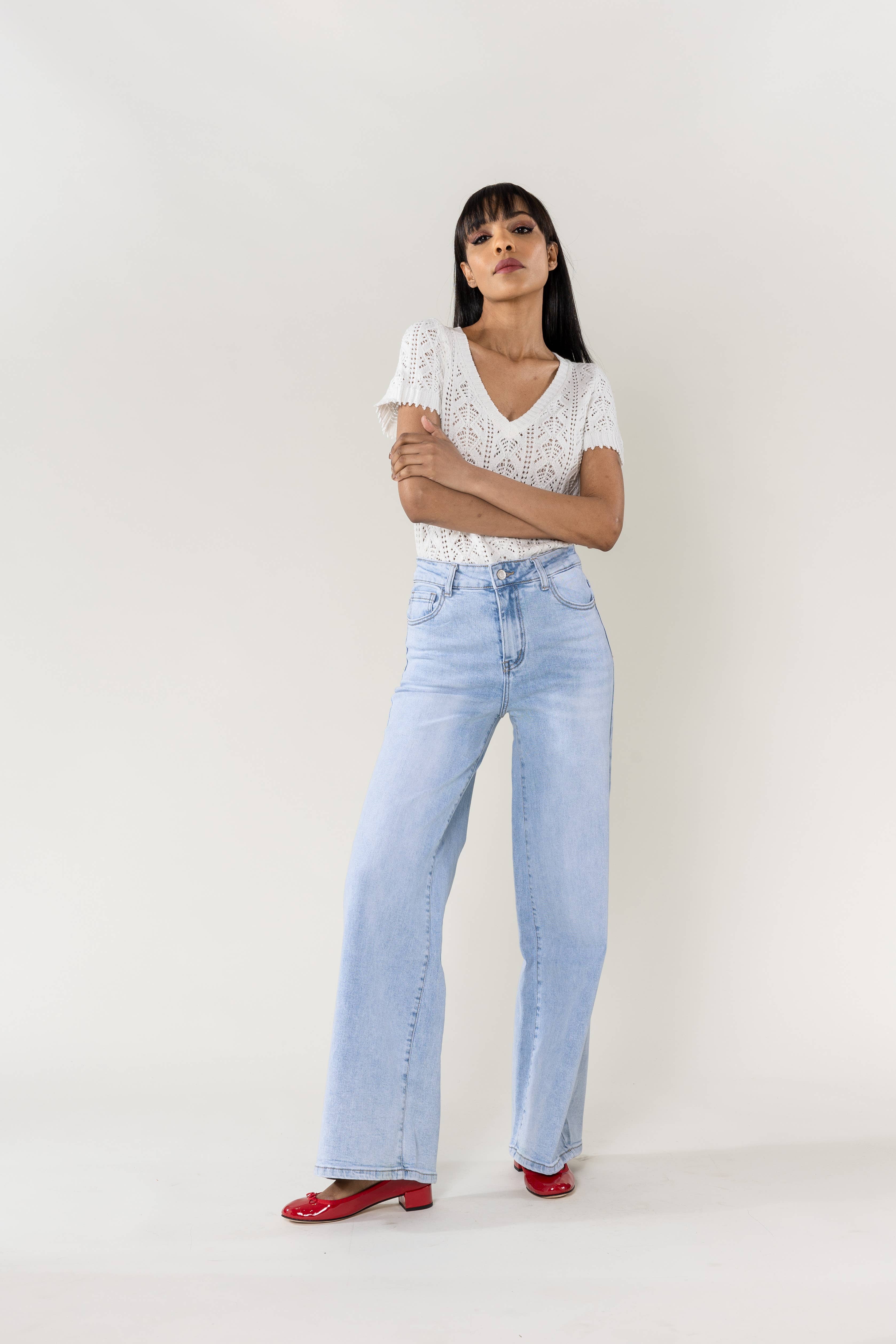 Nina Carter - Vente Jean – femme - Nina Carter super WIDE LEG taille haute stretch YY30017