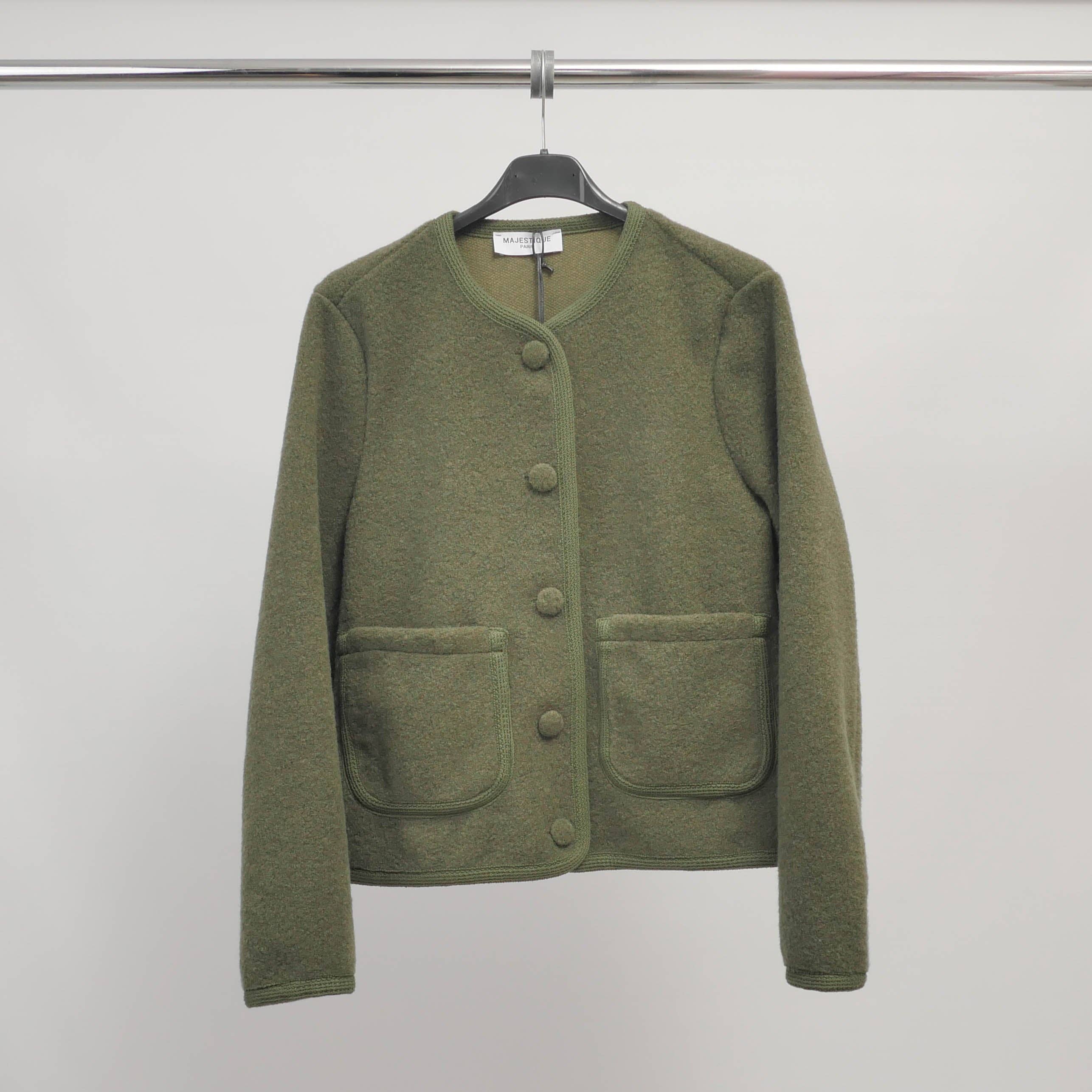 Cecile Wang - Vente Veste – femme - Veste boutonnée bord-côte col rond – MJ852034