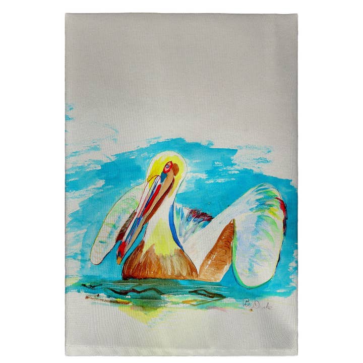 Pelican in Teal Guest Towel for wholesale by Betsy Drake Interiors